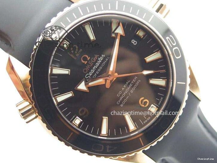 0522 Planet Ocean Professional Rose Gold Liquid Metal V6F 42mm On Black Rubber Strap A Vibrant 8266